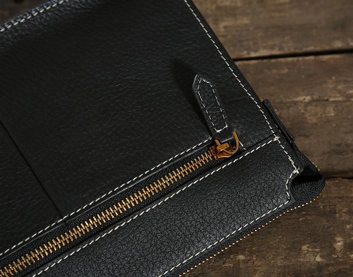 Leather Mens Clutch Cool Wallet Zipper Clutches Wristlet Wallet for Men