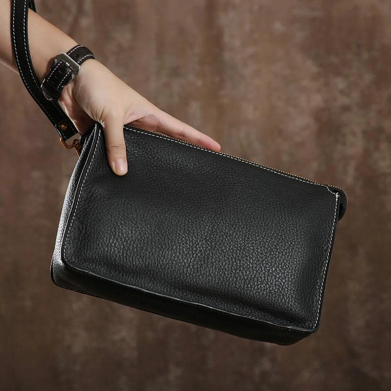 Leather Mens Clutch Cool Wallet Zipper Clutches Wristlet Wallet for Men