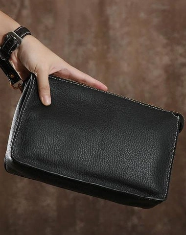 Leather Mens Clutch Cool Wallet Zipper Clutches Wristlet Wallet for Men