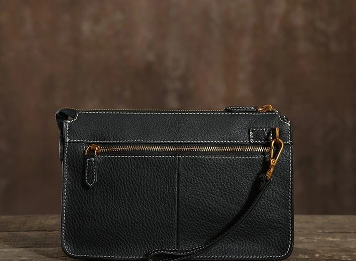 Leather Mens Clutch Cool Wallet Zipper Clutches Wristlet Wallet for Men