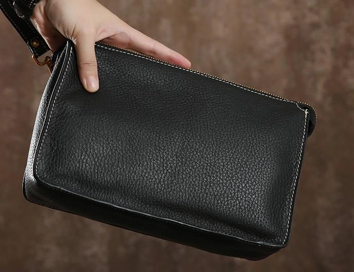 Leather Mens Clutch Cool Wallet Zipper Clutches Wristlet Wallet for Men