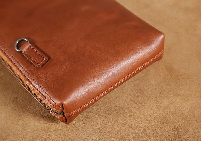 Leather Mens Clutch Cool Wallets Zipper Clutch Messenger Bag Wristlet Wallet for Men