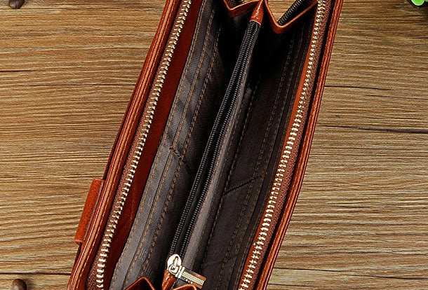LEATHER MENS Clutch Vintage Coffee Wristlet Bag FOR MEN