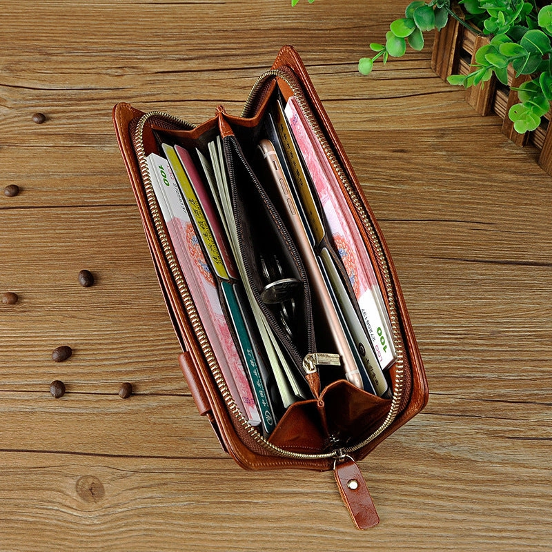LEATHER MENS Clutch Vintage Coffee Wristlet Bag FOR MEN