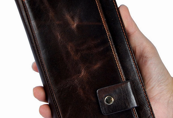 LEATHER MENS Clutch Vintage Coffee Wristlet Bag FOR MEN