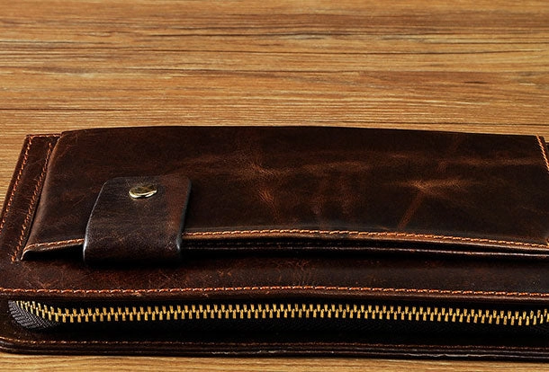 LEATHER MENS Clutch Vintage Coffee Wristlet Bag FOR MEN
