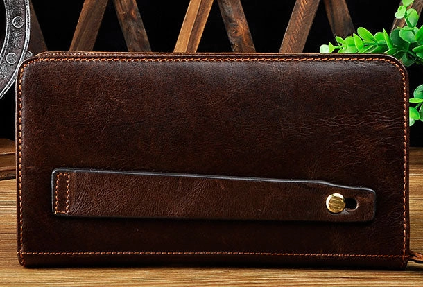 LEATHER MENS Clutch Vintage Coffee Wristlet Bag FOR MEN