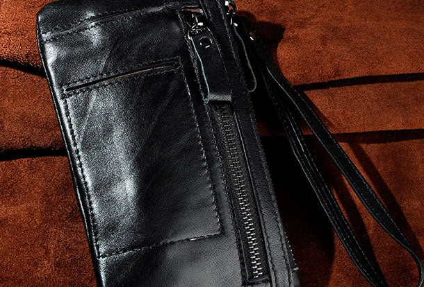 LEATHER MENS Clutch Wristlet Bag Phone Wallet FOR MEN
