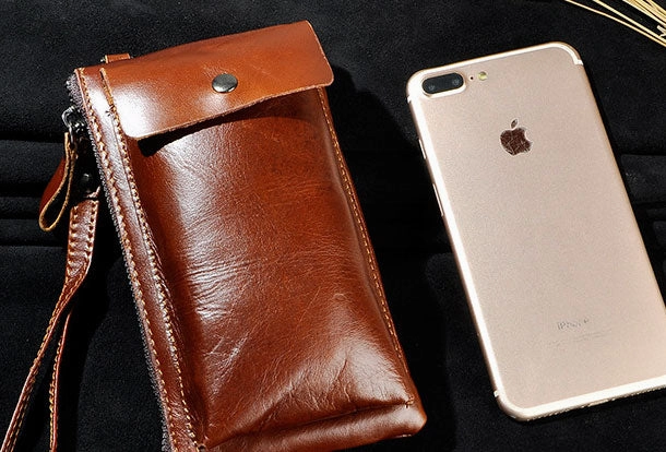 LEATHER MENS Clutch Wristlet Bag Phone Wallet FOR MEN