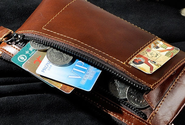 LEATHER MENS Clutch Wristlet Bag Phone Wallet FOR MEN