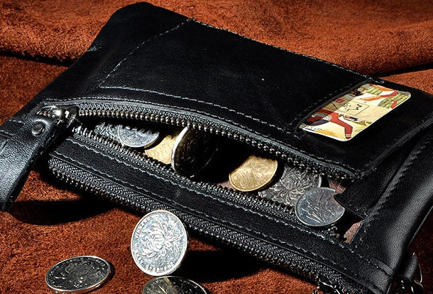 LEATHER MENS Clutch Wristlet Bag Phone Wallet FOR MEN