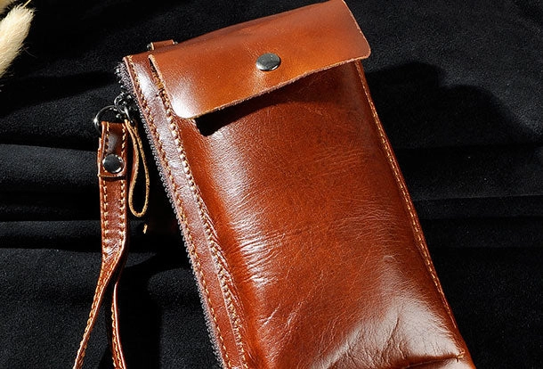 LEATHER MENS Clutch Wristlet Bag Phone Wallet FOR MEN