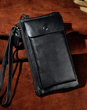 LEATHER MENS Clutch Wristlet Bag Phone Wallet FOR MEN
