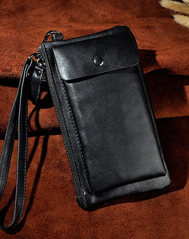 LEATHER MENS Clutch Wristlet Bag Phone Wallet FOR MEN