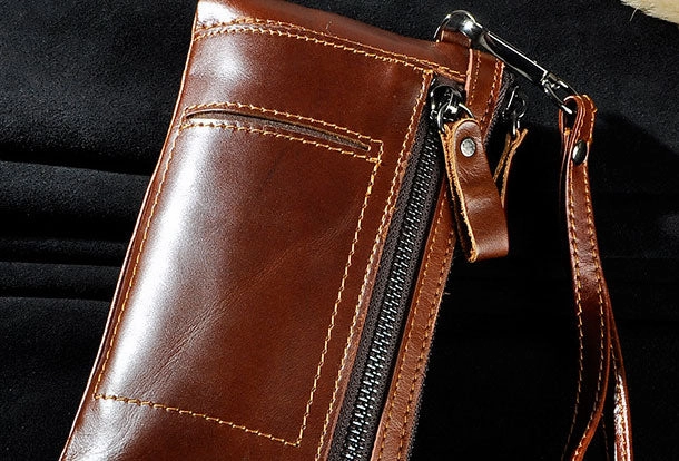 LEATHER MENS Clutch Wristlet Bag Phone Wallet FOR MEN
