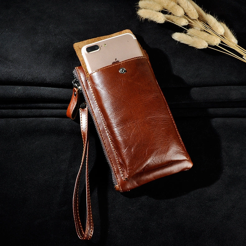 LEATHER MENS Clutch Wristlet Bag Phone Wallet FOR MEN
