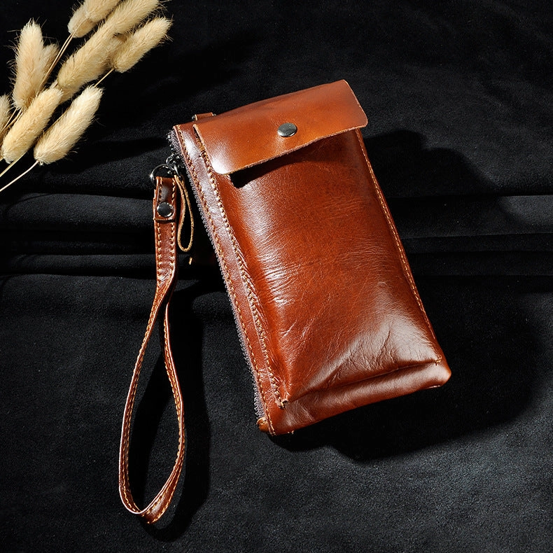LEATHER MENS Clutch Wristlet Bag Phone Wallet FOR MEN