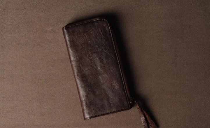 Leather Mens Cool Long Leather Wallet Phone Zipper Clutch Wallet Wristlet Wallet for Men