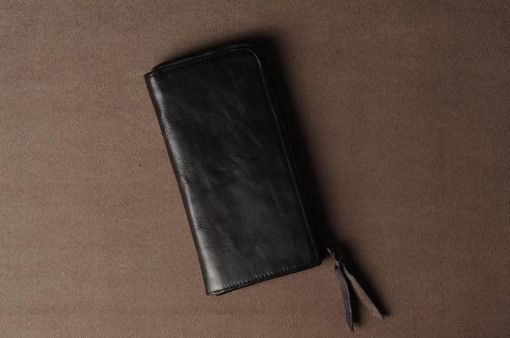Leather Mens Cool Long Leather Wallet Phone Zipper Clutch Wallet Wristlet Wallet for Men