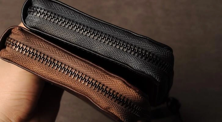 Leather Mens Cool Long Leather Wallet Phone Zipper Clutch Wallet Wristlet Wallet for Men