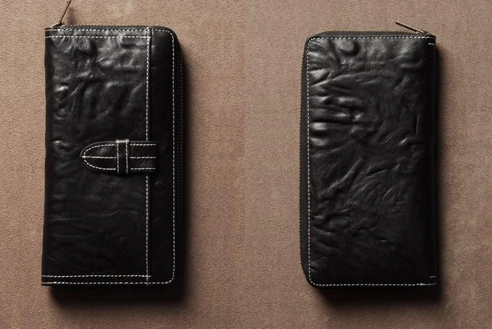 Leather Mens Cool Long Leather Wallet Phone Zipper Clutch Wristlet Wallets for Men