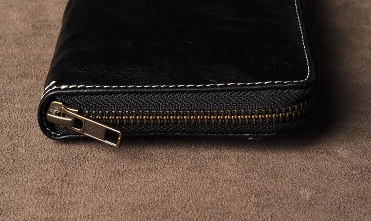 Leather Mens Cool Long Leather Wallet Phone Zipper Clutch Wristlet Wallets for Men