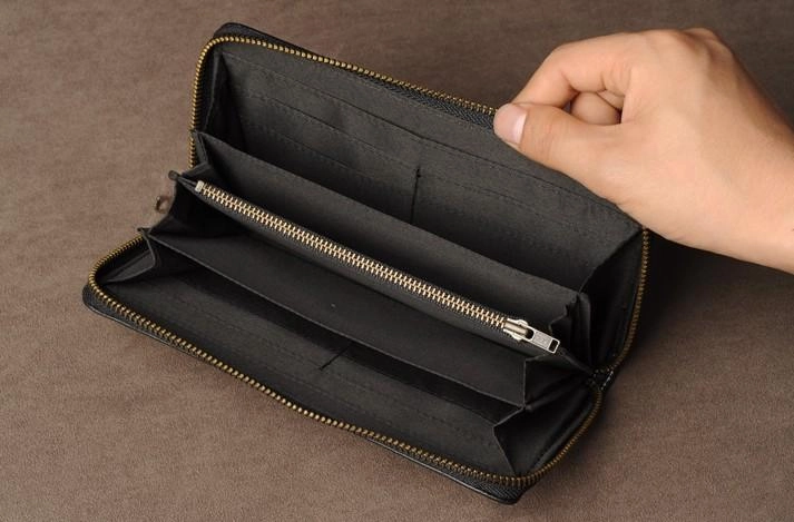 Leather Mens Cool Long Leather Wallet Phone Zipper Clutch Wristlet Wallets for Men