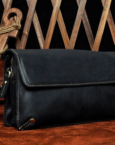 LEATHER MENS Large Brown Black Clutch Wristlet Bag FOR MEN