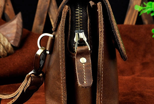 LEATHER MENS Large Brown Black Clutch Wristlet Bag FOR MEN