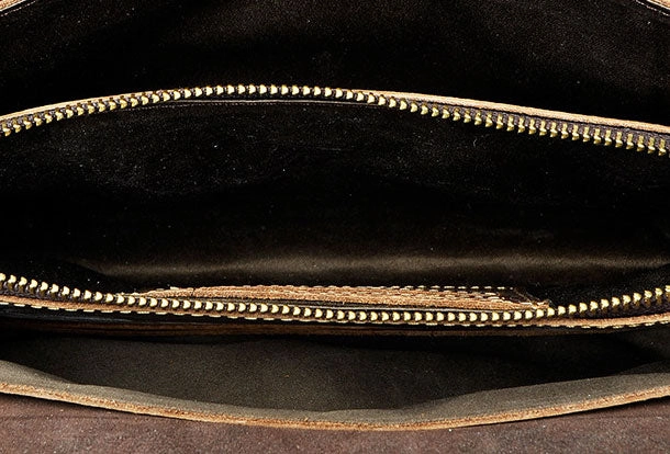 LEATHER MENS Large Brown Black Clutch Wristlet Bag FOR MEN