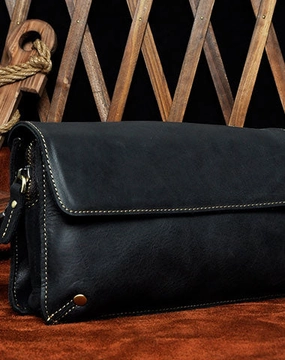 LEATHER MENS Large Brown Black Clutch Wristlet Bag FOR MEN