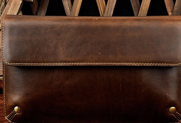 LEATHER MENS Large Brown Black Clutch Wristlet Bag FOR MEN