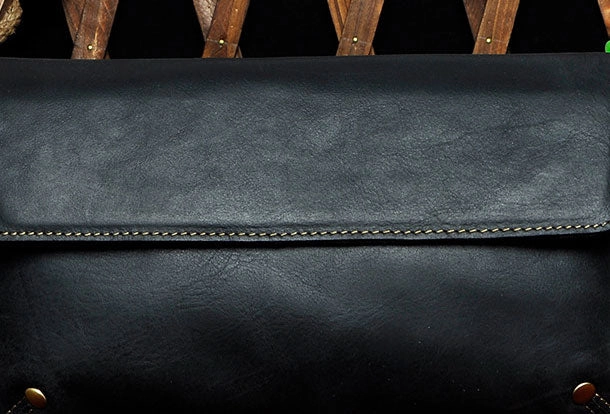 LEATHER MENS Large Brown Black Clutch Wristlet Bag FOR MEN