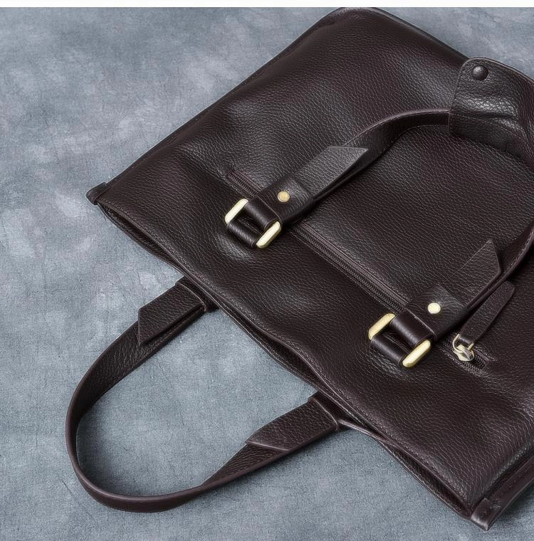 Leather Mens Womens 16" Black Briefcase Side Bag Laptop Messenger Bag Shoulder Bag For Men