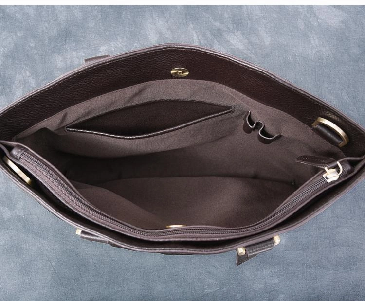 Leather Mens Womens 16" Black Briefcase Side Bag Laptop Messenger Bag Shoulder Bag For Men