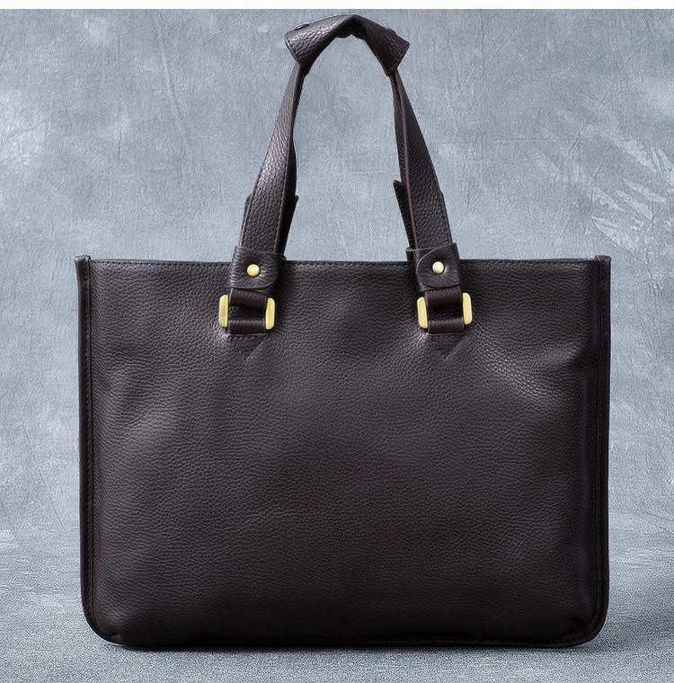 Leather Mens Womens 16" Black Briefcase Side Bag Laptop Messenger Bag Shoulder Bag For Men
