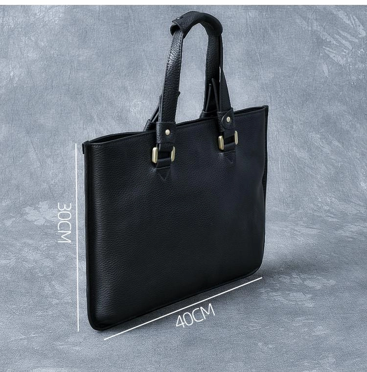 Leather Mens Womens 16" Black Briefcase Side Bag Laptop Messenger Bag Shoulder Bag For Men
