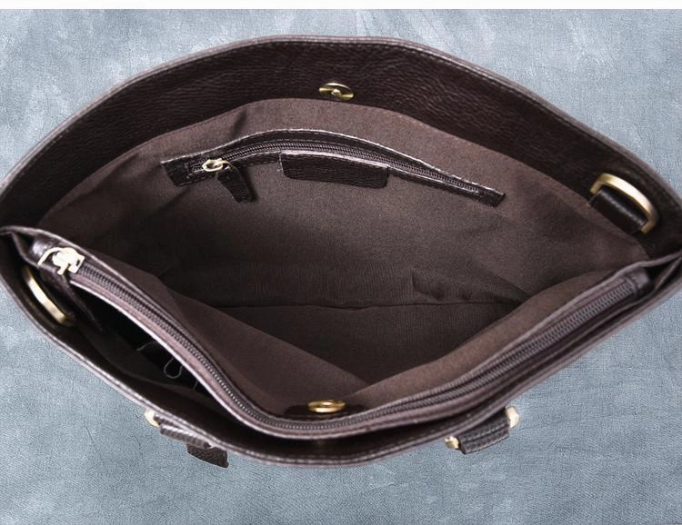 Leather Mens Womens 16" Black Briefcase Side Bag Laptop Messenger Bag Shoulder Bag For Men