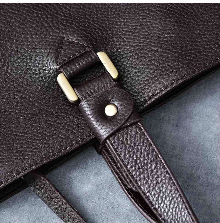 Leather Mens Womens 16" Black Briefcase Side Bag Laptop Messenger Bag Shoulder Bag For Men
