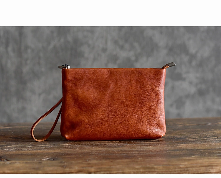 LEATHER MENS Wristlet Wallet Zipper Clutch FOR MEN