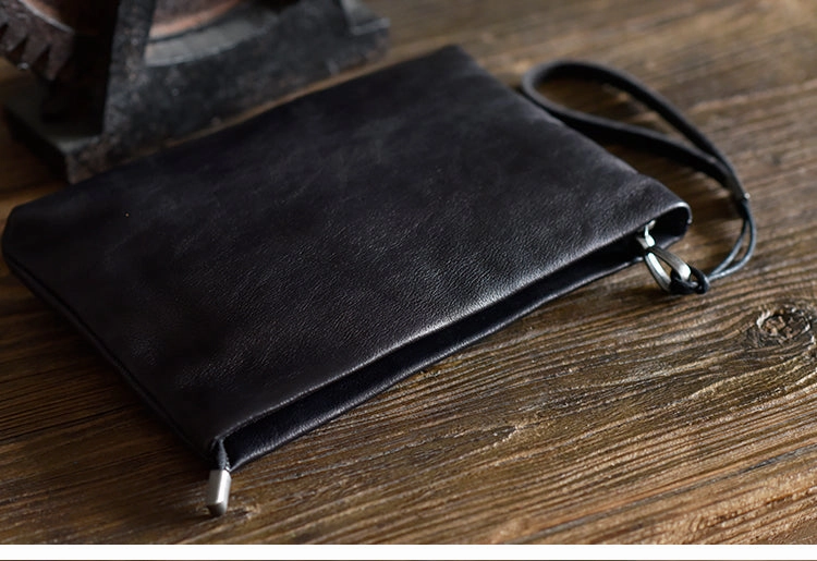 LEATHER MENS Wristlet Wallet Zipper Clutch FOR MEN