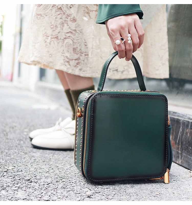 LEATHER Square Box WOMEN Handbag Purse SHOULDER BAG Purse FOR WOMEN