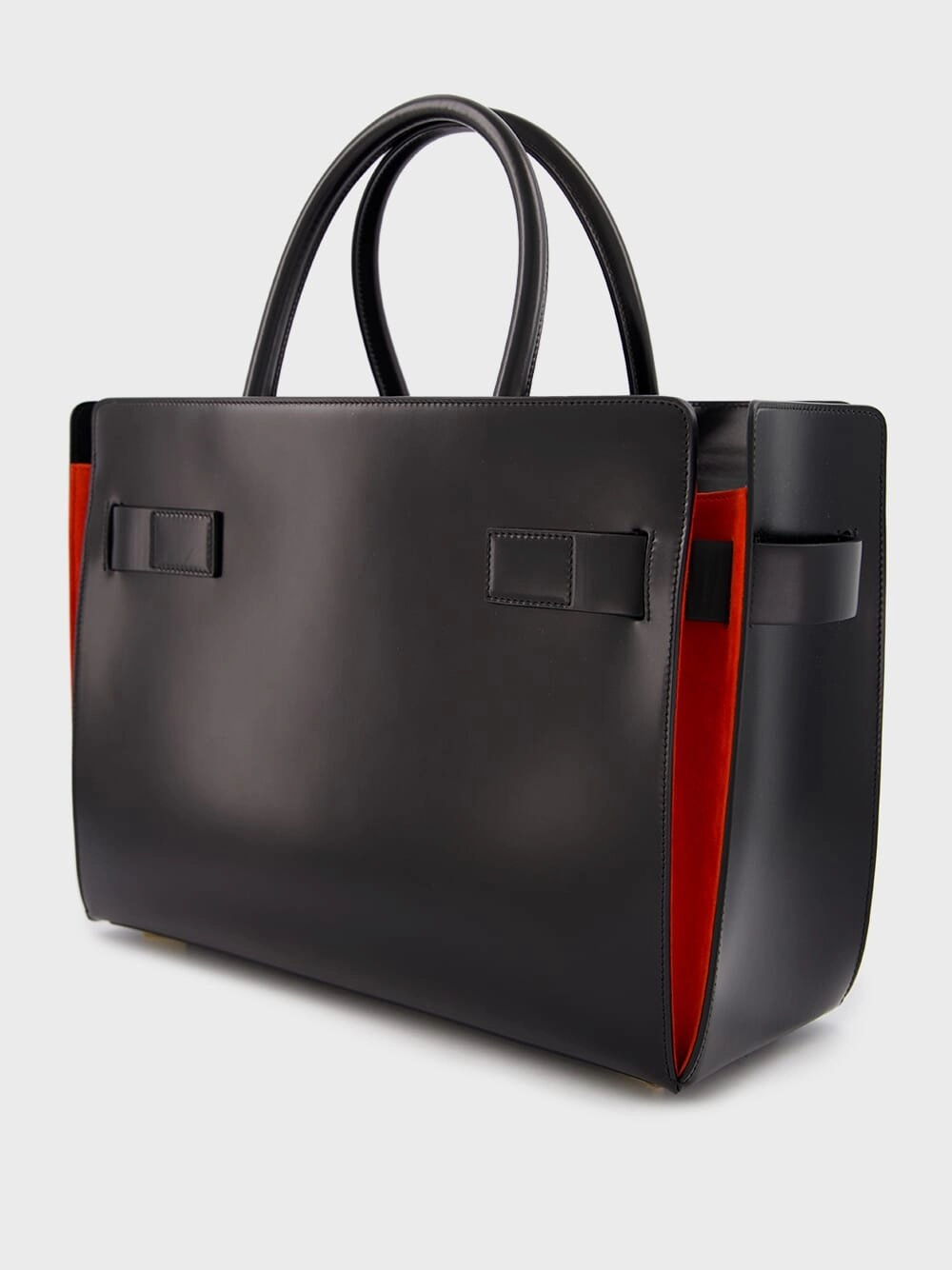 Leather Tote Bag With Gancini Buckles