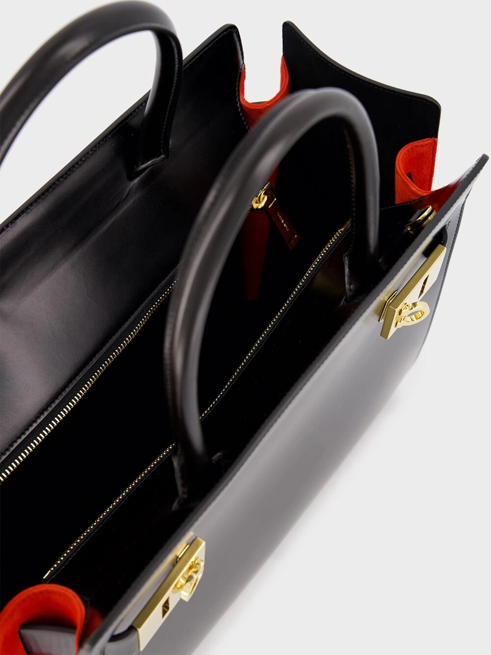 Leather Tote Bag With Gancini Buckles