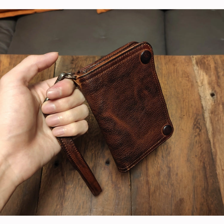 Leather Wristlet Wallet for Men Wristlet Wallet Small Dark Brown Wristlet Wallet Leather Clutch Wallet