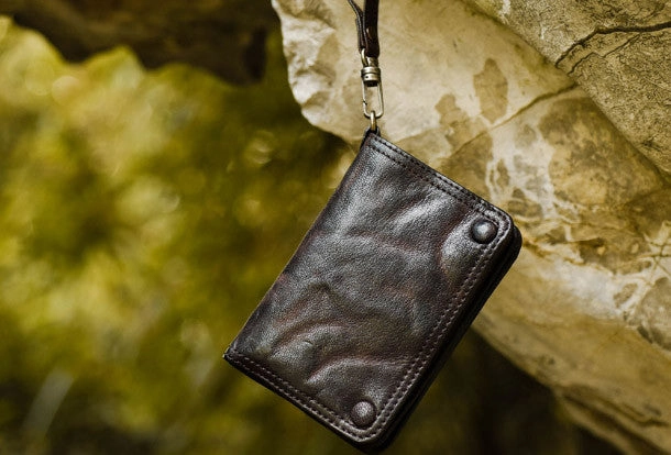 Leather Wristlet Wallet for Men Wristlet Wallet Small Dark Brown Wristlet Wallet Leather Clutch Wallet