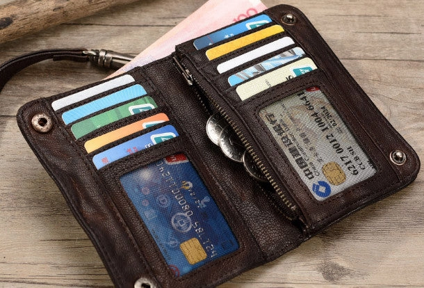 Leather Wristlet Wallet for Men Wristlet Wallet Small Dark Brown Wristlet Wallet Leather Clutch Wallet
