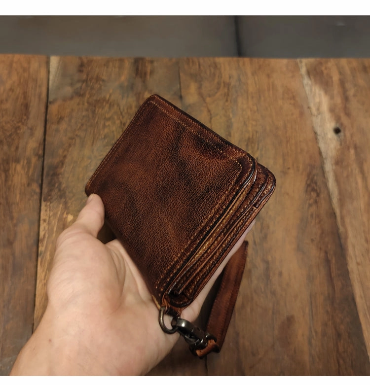 Leather Wristlet Wallet for Men Wristlet Wallet Small Dark Brown Wristlet Wallet Leather Clutch Wallet