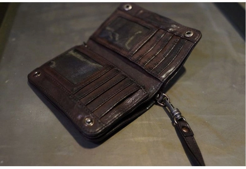 Leather Wristlet Wallet for Men Wristlet Wallet Small Dark Brown Wristlet Wallet Leather Clutch Wallet
