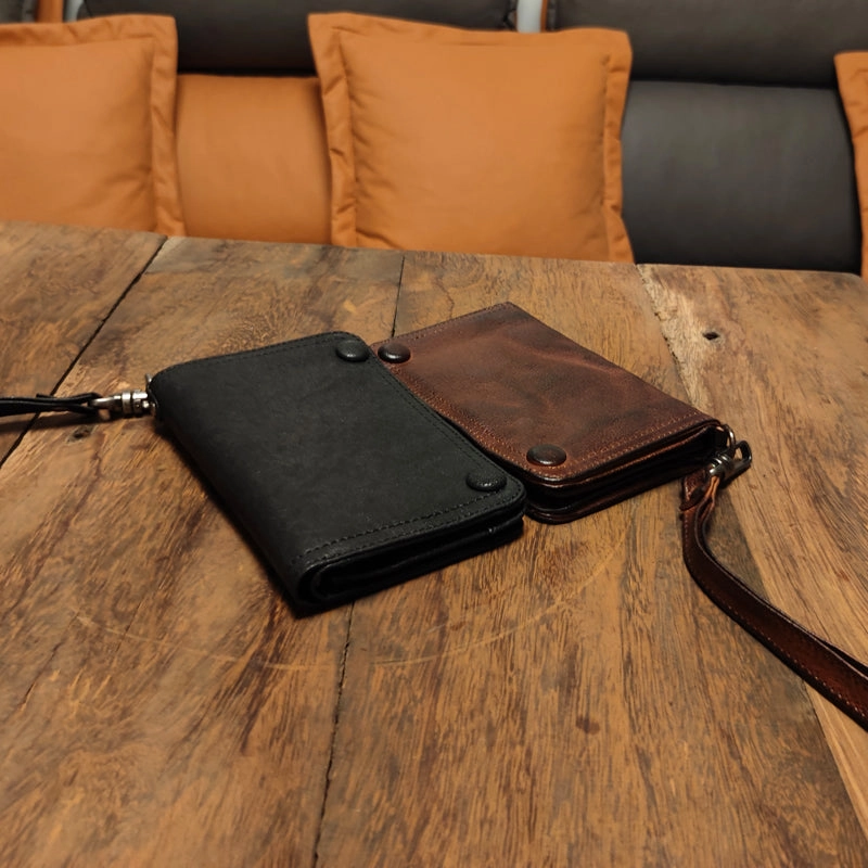 Leather Wristlet Wallet for Men Wristlet Wallet Small Dark Brown Wristlet Wallet Leather Clutch Wallet